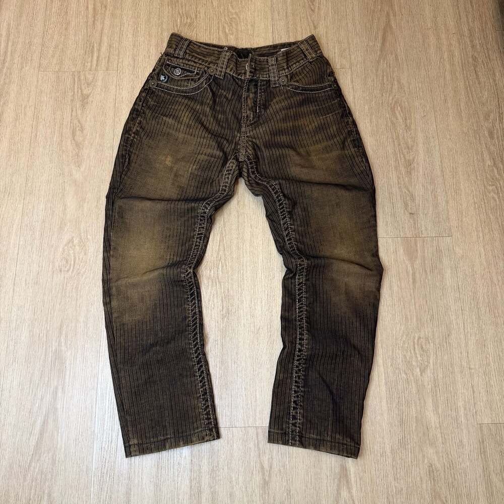 Vintage MEK Denim Montreal Brown Striped Corduroy Jeans Size 30x34